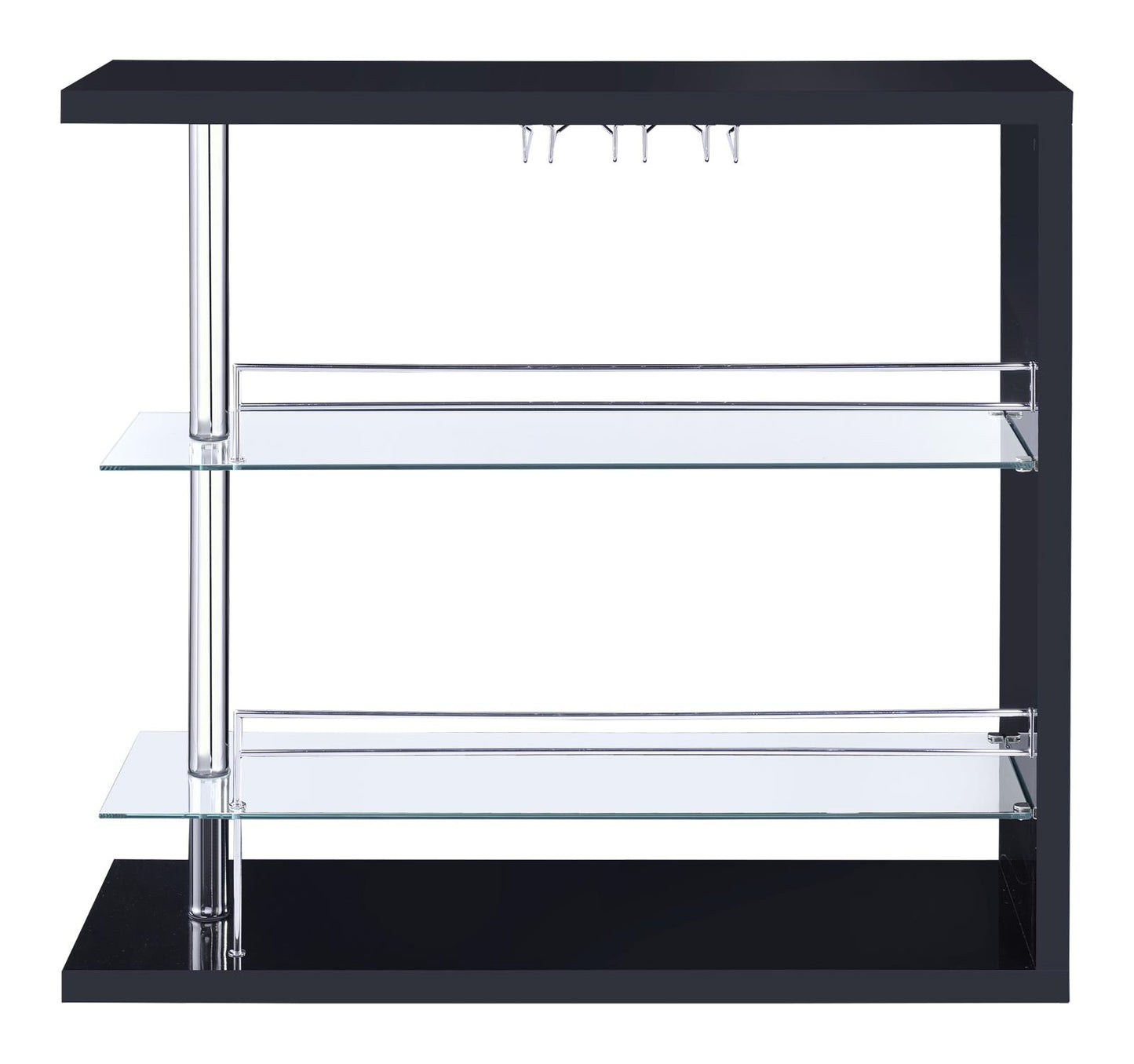 Prescott Rectangular 2-shelf Bar Unit Glossy Black