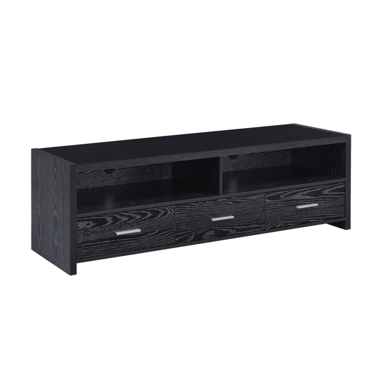 62" 3-drawer TV Console Black Oak