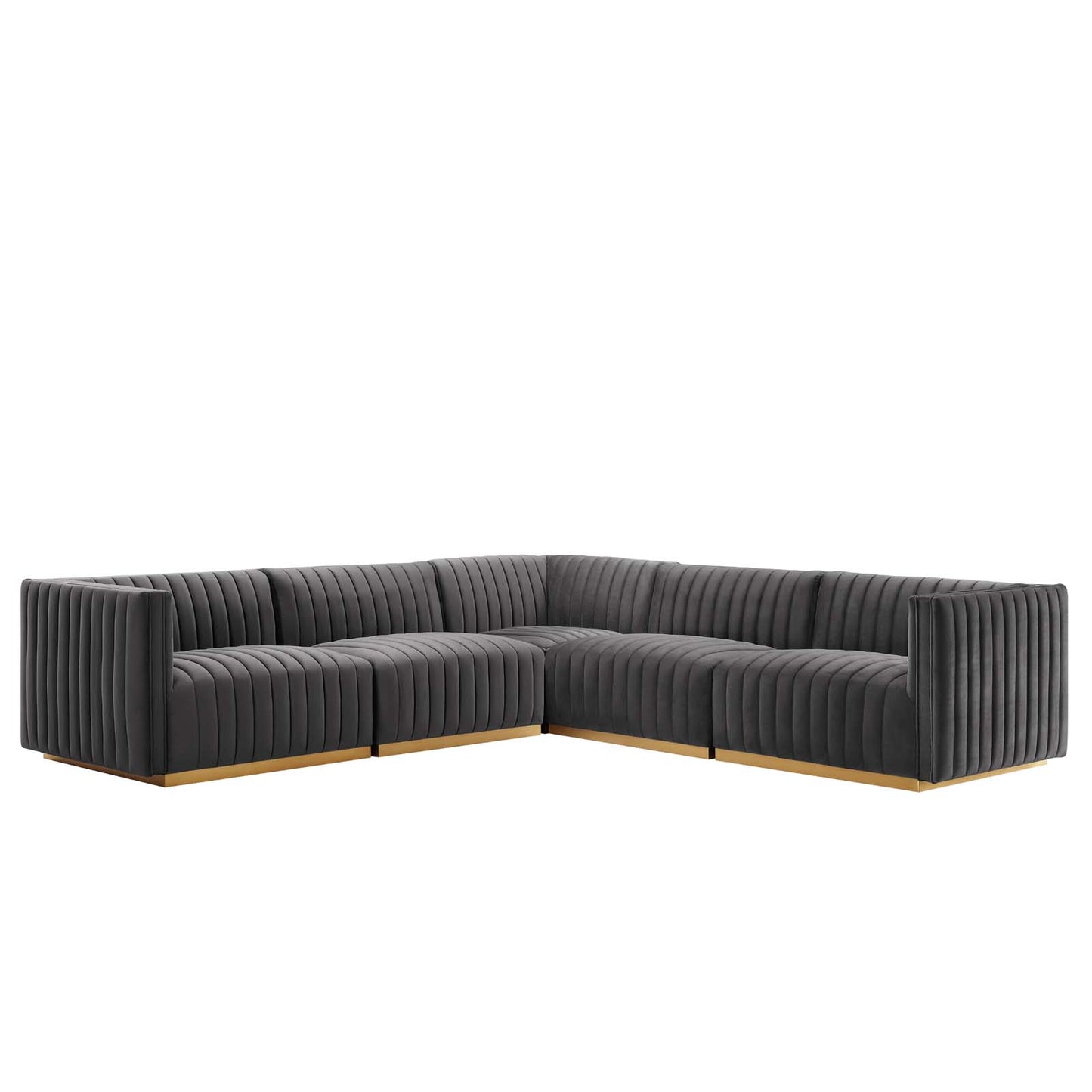 Conjure Channel Tufted Performance Velvet 5-Piece Sectional