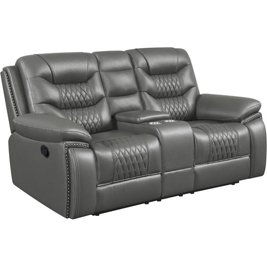 Flamenco Tufted Upholstered Motion Loveseat with Console Charcoal