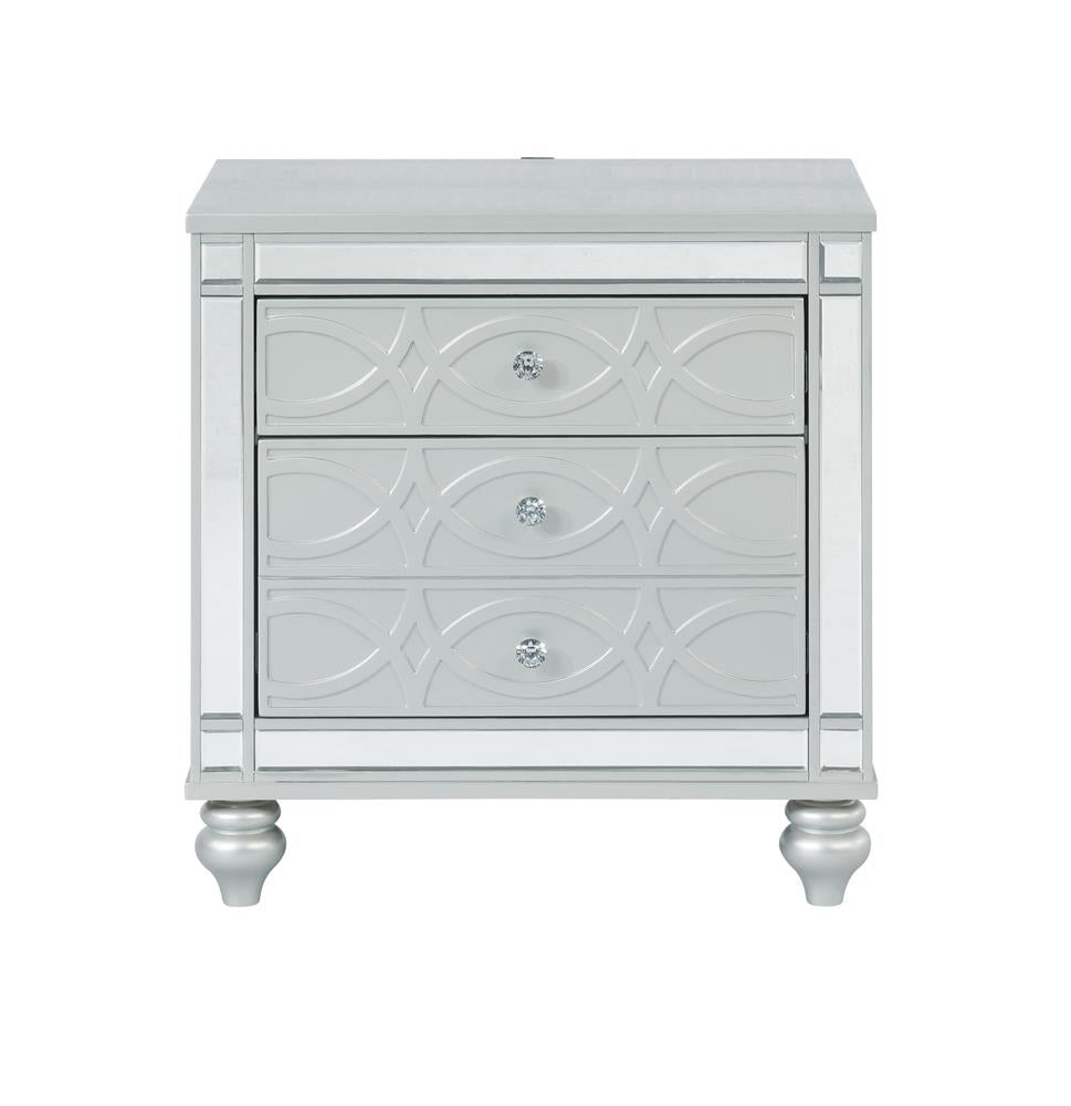 Gunnison 2-drawer Nightstand Silver Metallic