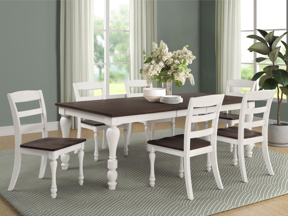 Madelyn 5-piece Rectangle Dining Set Dark Cocoa and Coastal White