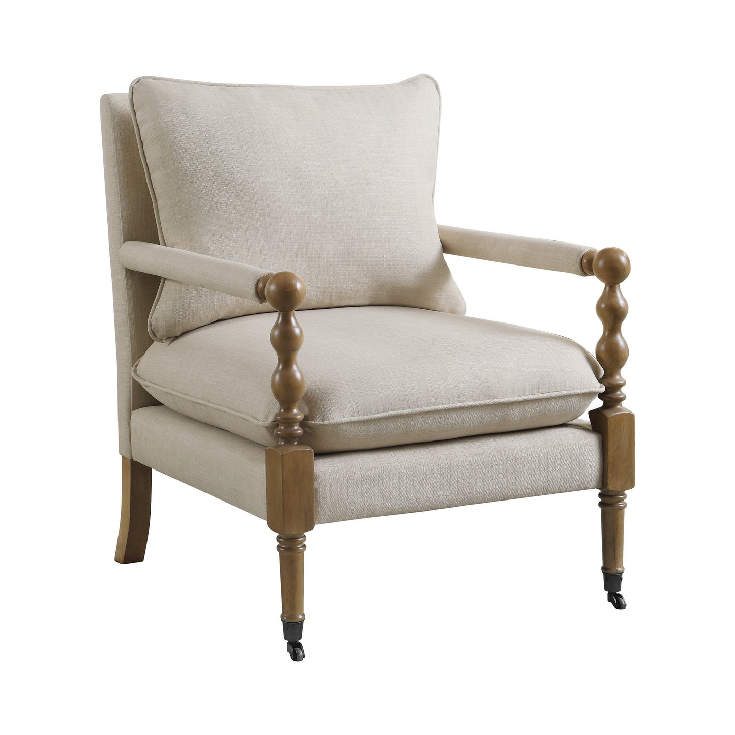 Upholstered Accent Chair with Casters Beige