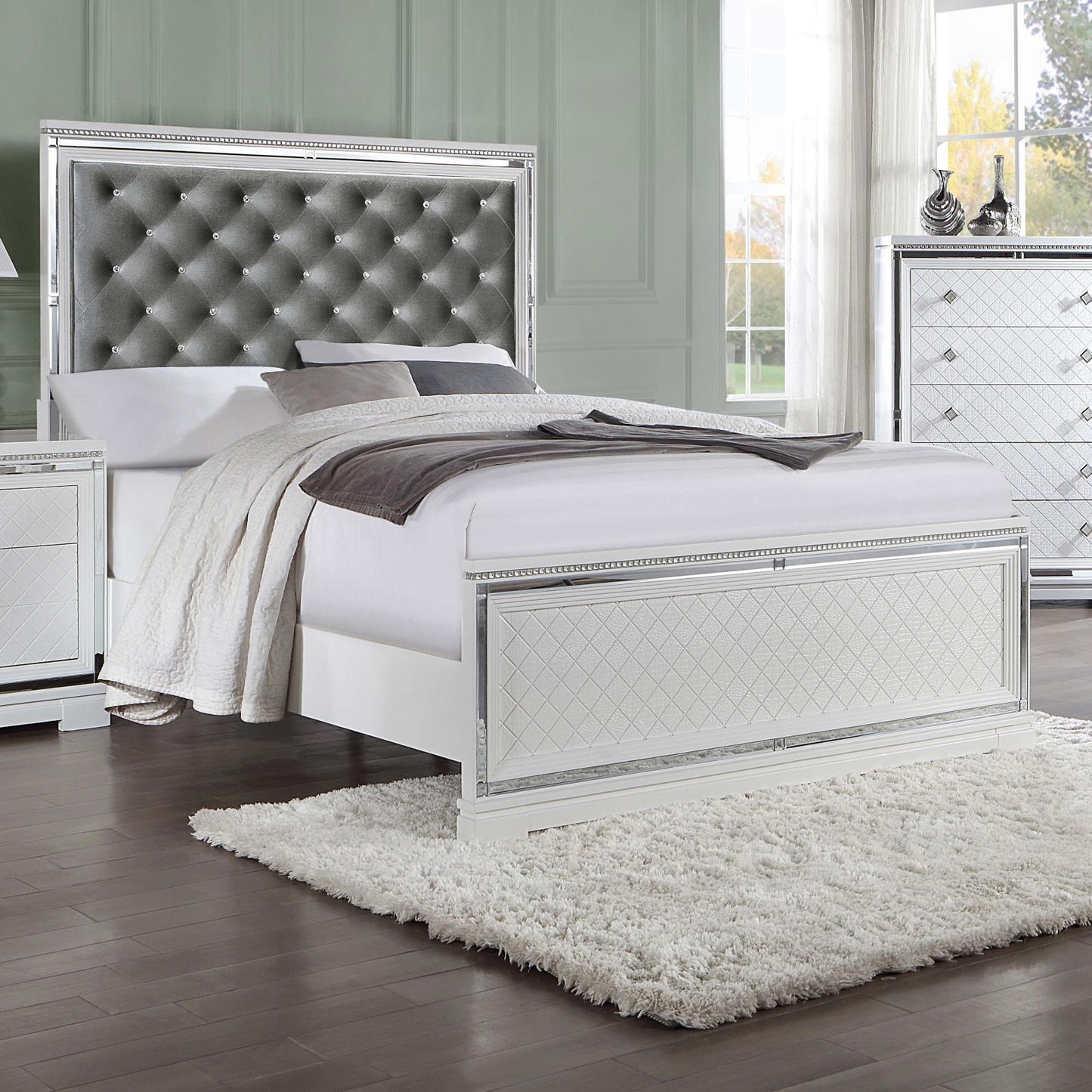 Eleanor Upholstered Tufted Bed White