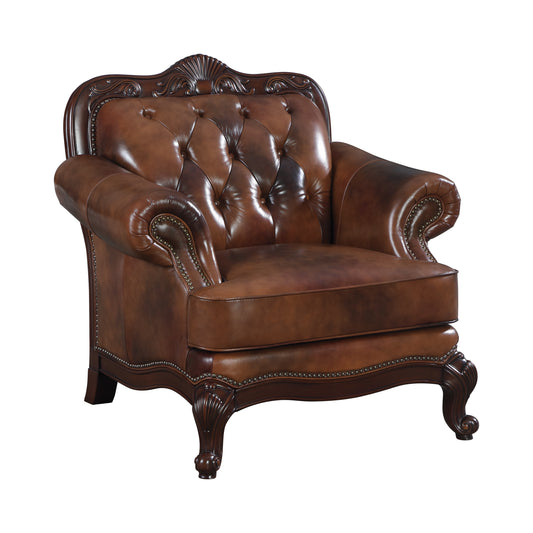 Victoria Rolled Arm Chair Tri-tone and Brown