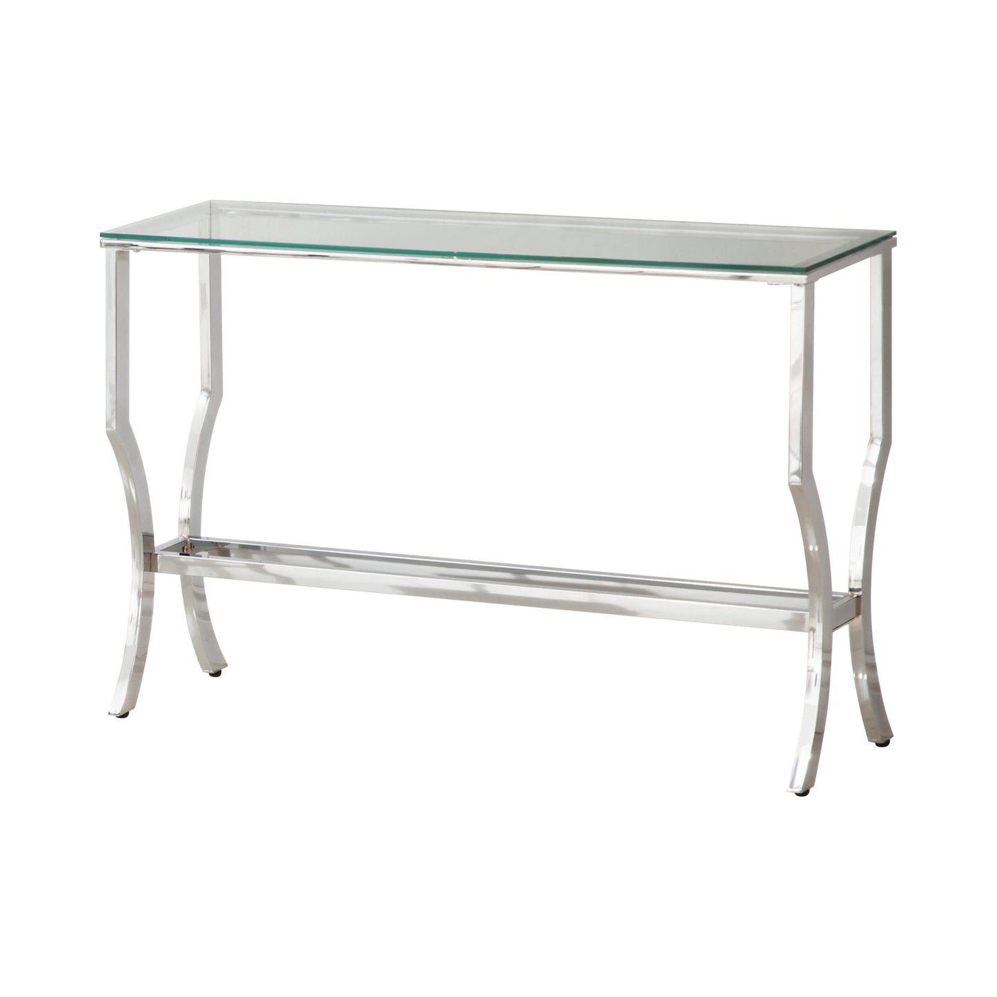 Rectangular Sofa Table with Mirrored Shelf Chrome