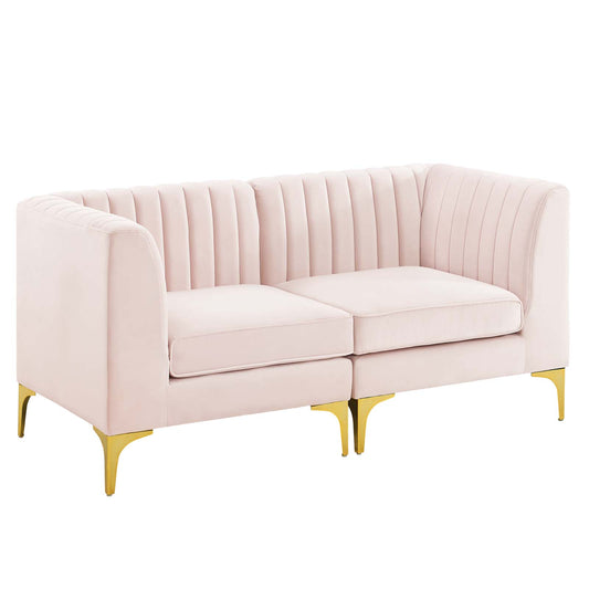 Triumph Channel Tufted Performance Velvet Loveseat