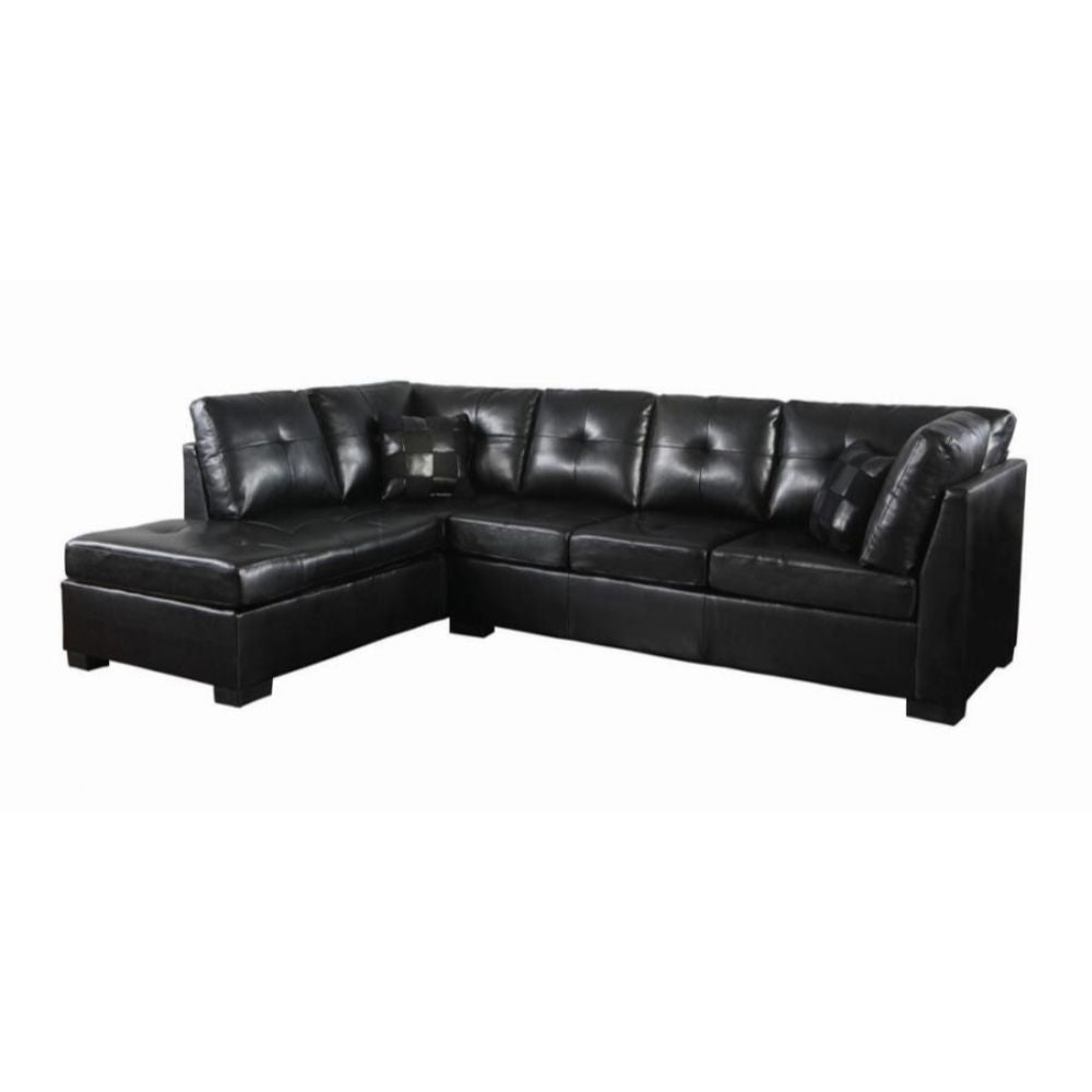 Darie Cushion Back Tufted Sectional Sofa Black