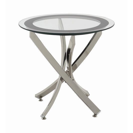 Glass Top End Table Chrome and Black