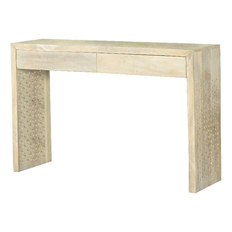 Rectangular 2-drawer Console Table White Washed
