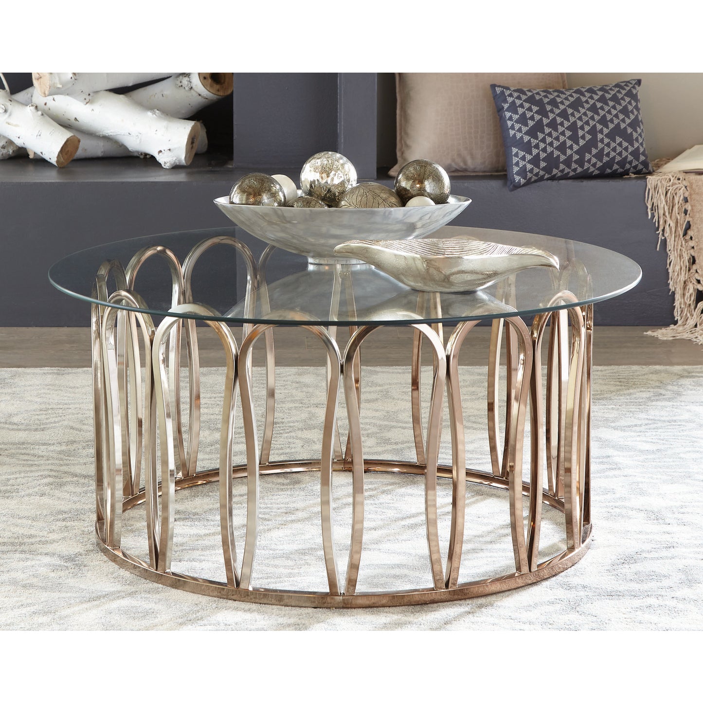 Round Coffee Table Chocolate Chrome and Clear