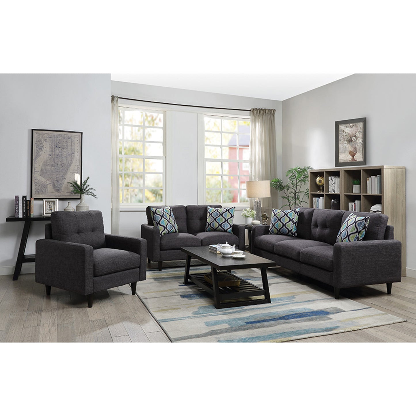 Watsonville 2-piece Cushion Back Living Room Set Grey