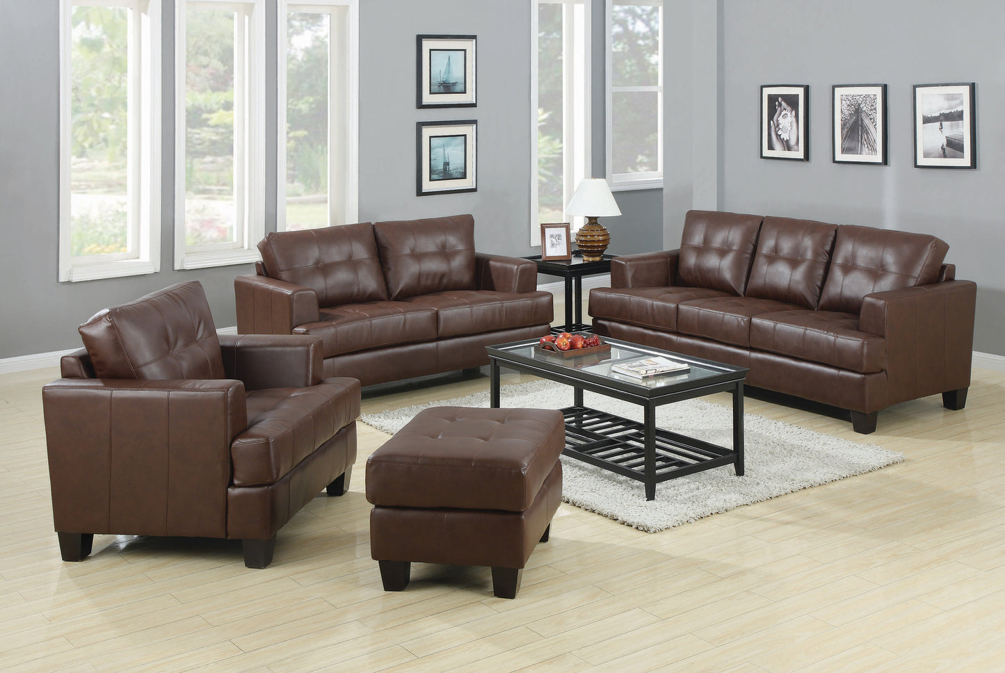 Samuel Tufted Ottoman Dark Brown