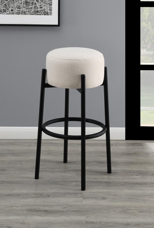 Leonard Upholstered Backless Round Stools White and Black (Set of 2)