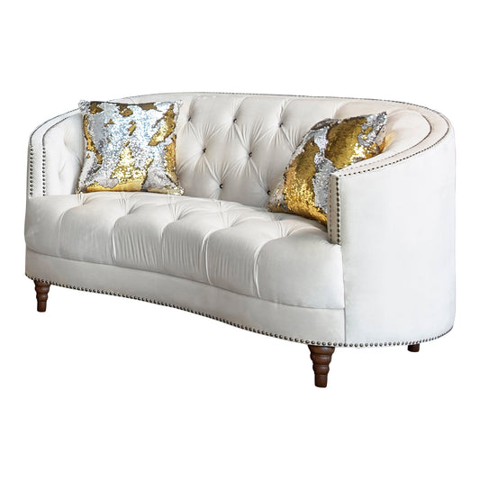 Avonlea Upholstered Sloped Arm Loveseat Champagne