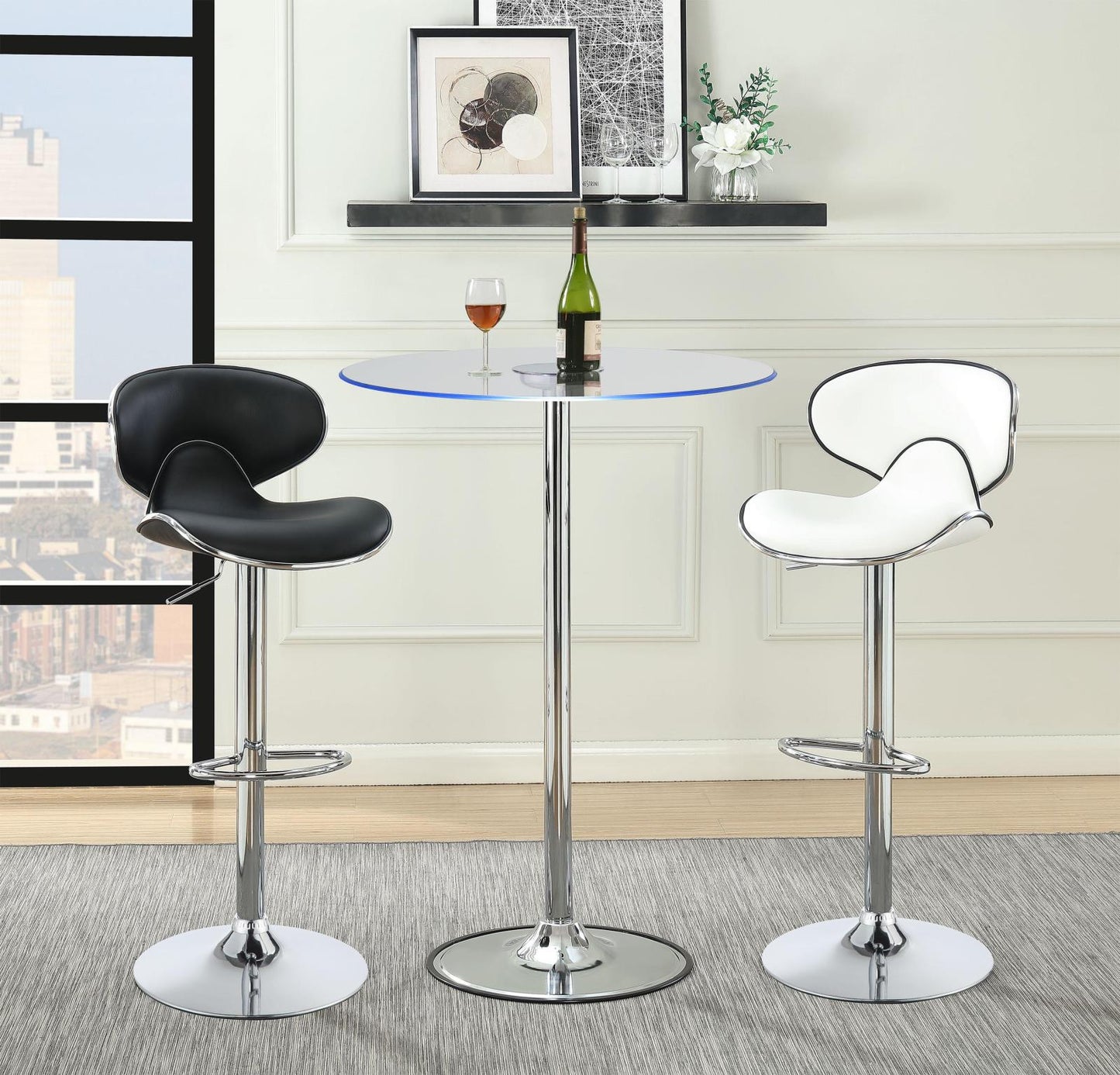 Thea LED Bar Table Chrome and Clear