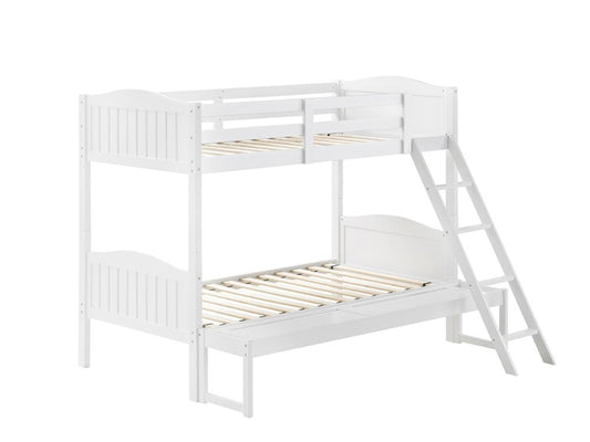 Littleton Twin/Full Bunk Bed with Ladder White
