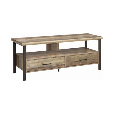 59" 2-drawer TV Console Weathered Pine