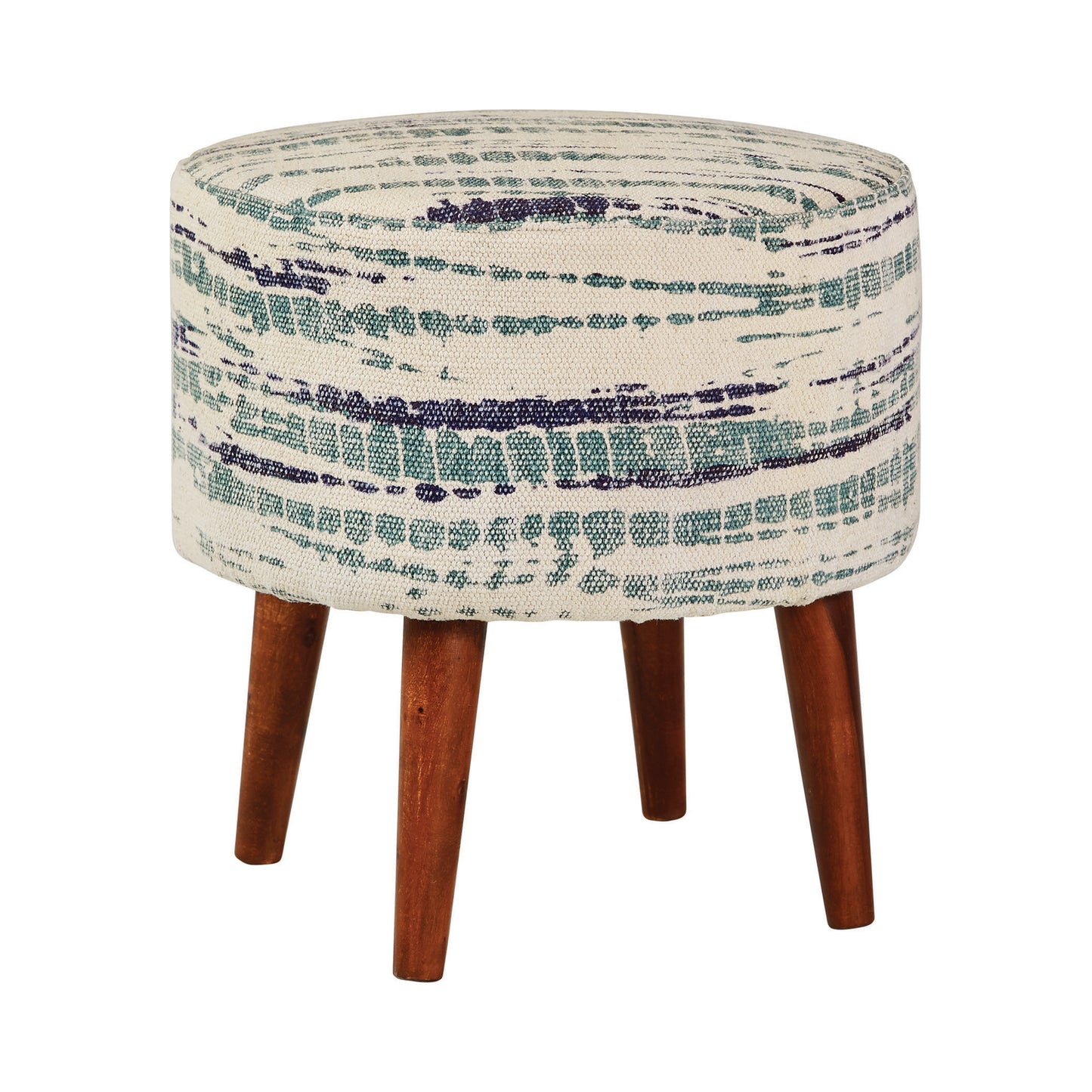 Round Accent Stool Blue and White