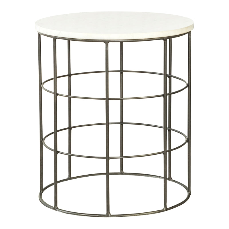 Round Accent Table with Marble Top White