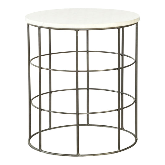 Round Accent Table with Marble Top White