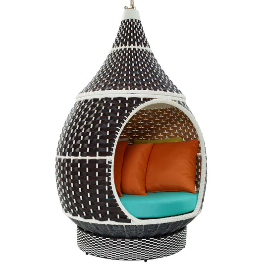 Palace Outdoor Patio Wicker Rattan Hanging Pod