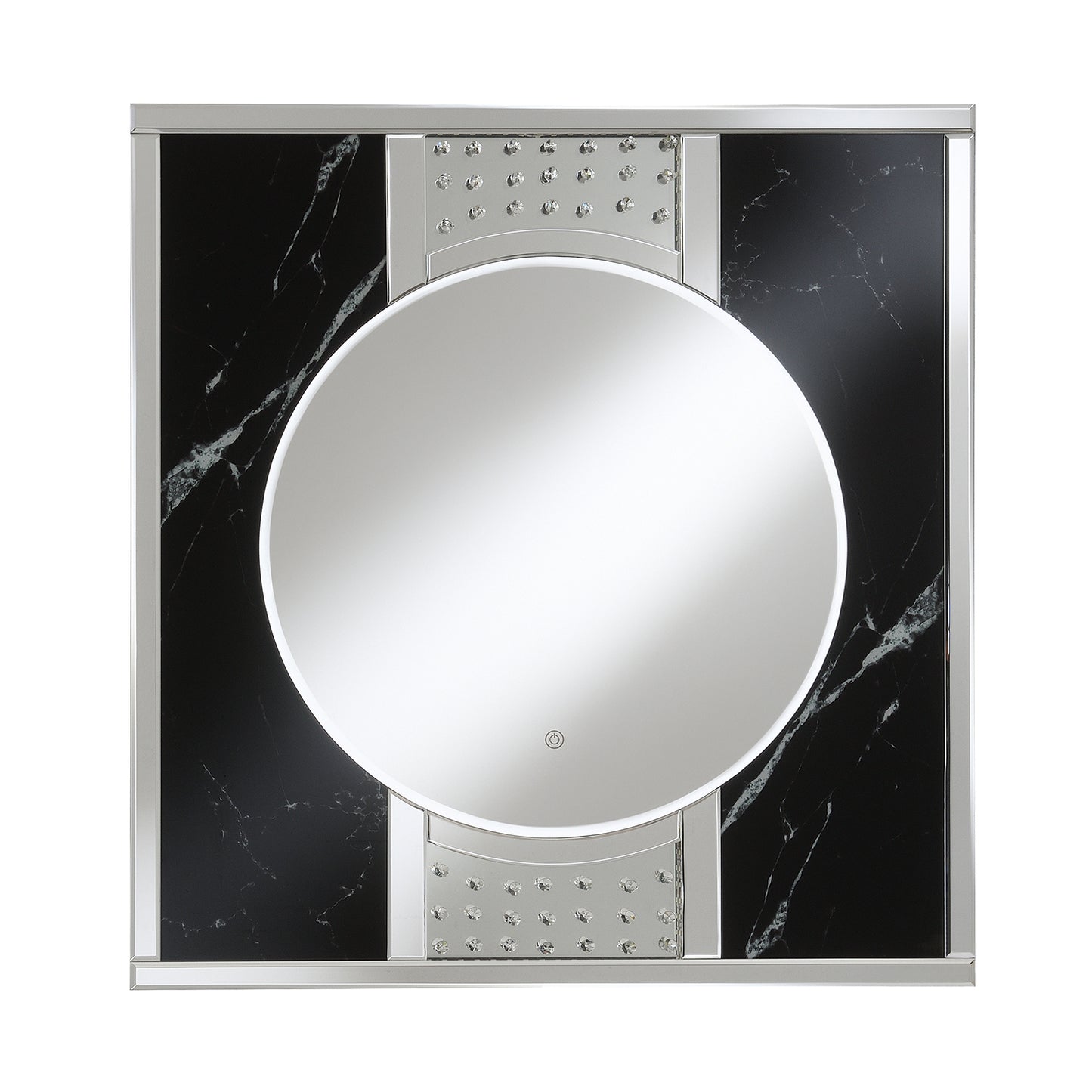 Square LED Wall Mirror Silver and Black