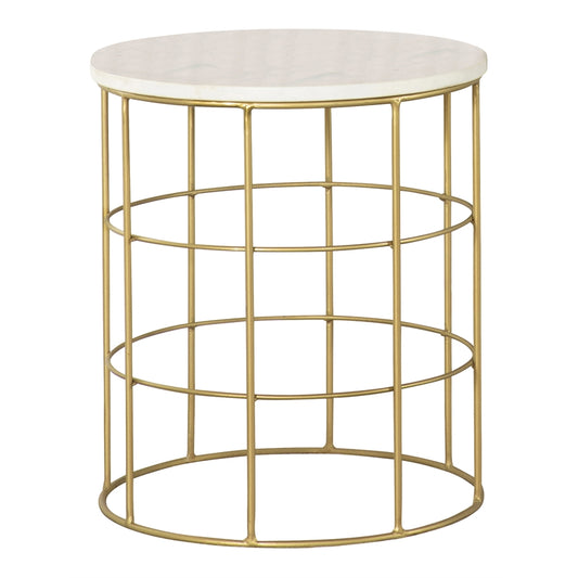 Round Accent Table with Marble Top White