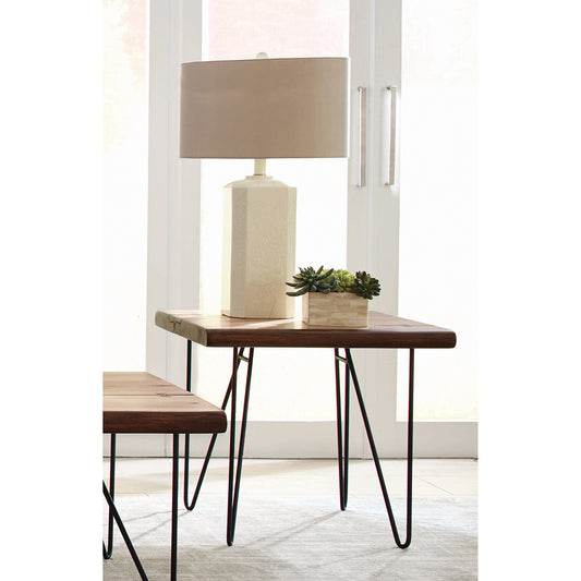 Square End Table Natural Honey