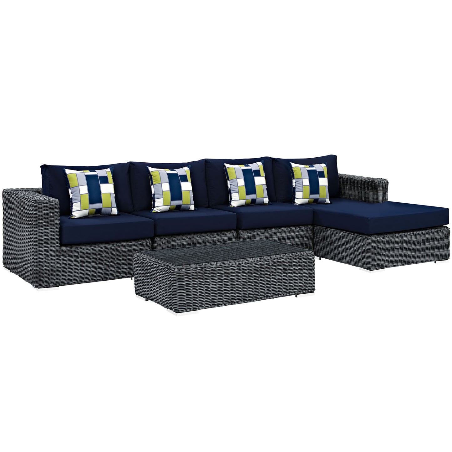 Summon 5 Piece Outdoor Patio Sunbrella® Sectional Set