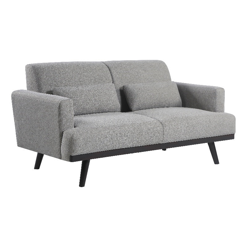 Blake Upholstered Loveseat with Track Arms Sharkskin and Dark Brown