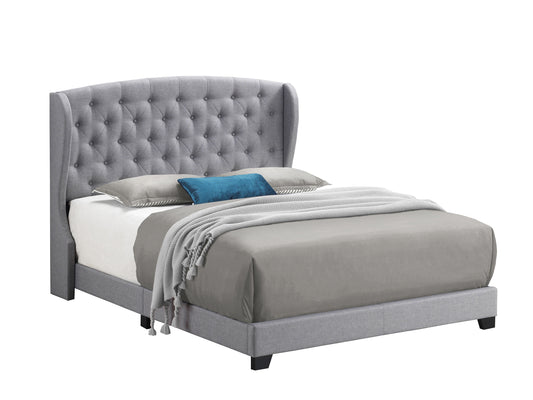 Krome Full Upholstered Bed with Demi-wing Headboard Smoke