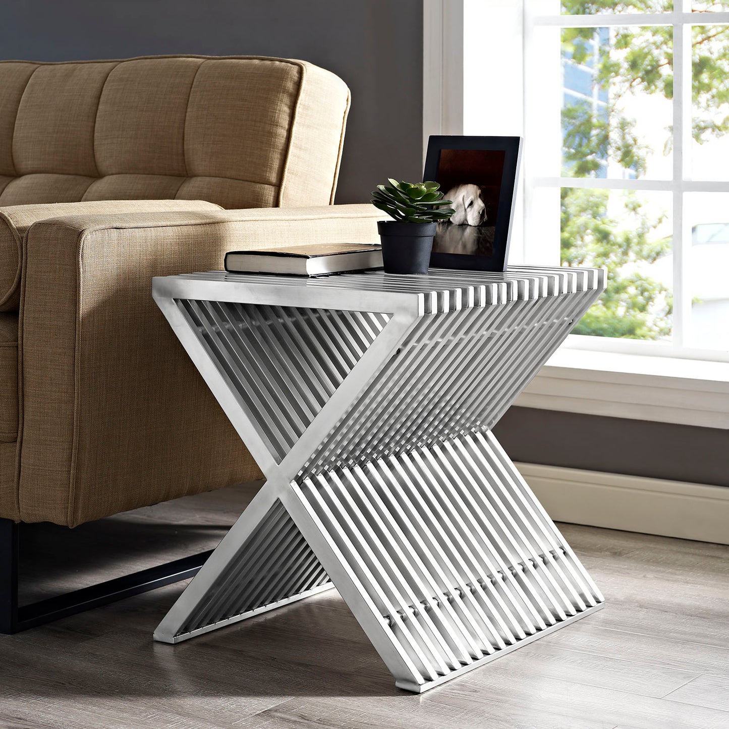Press Stainless Steel Side Table