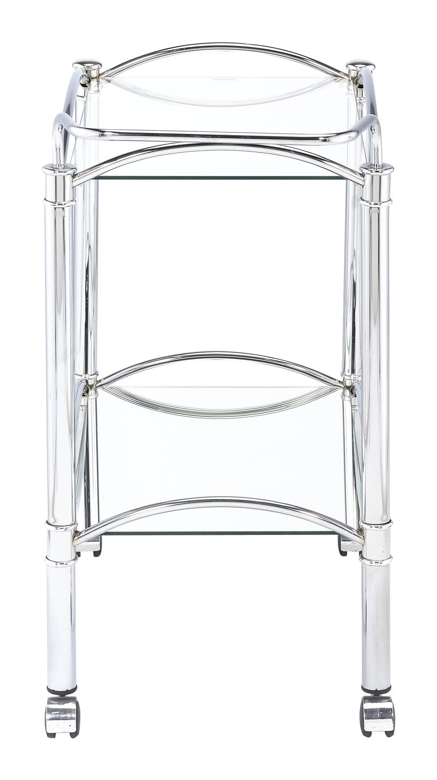 Shadix 2-tier Serving Cart with Glass Top Chrome and Clear