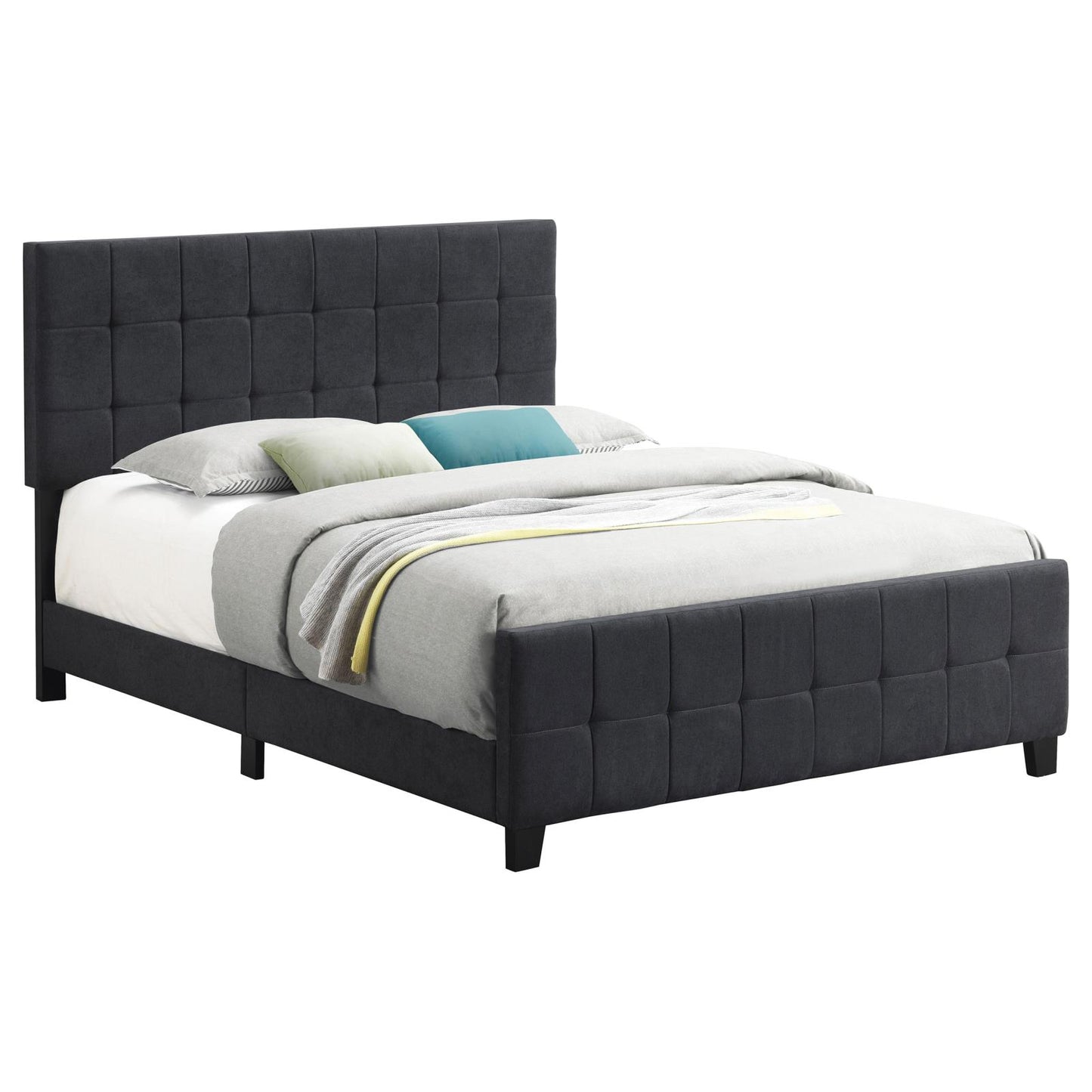 Fairfield Eastern King Upholstered Panel Bed Dark Grey