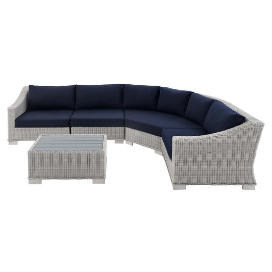 Conway Sunbrella® Outdoor Patio Wicker Rattan 5-Piece Sectional Sofa Set