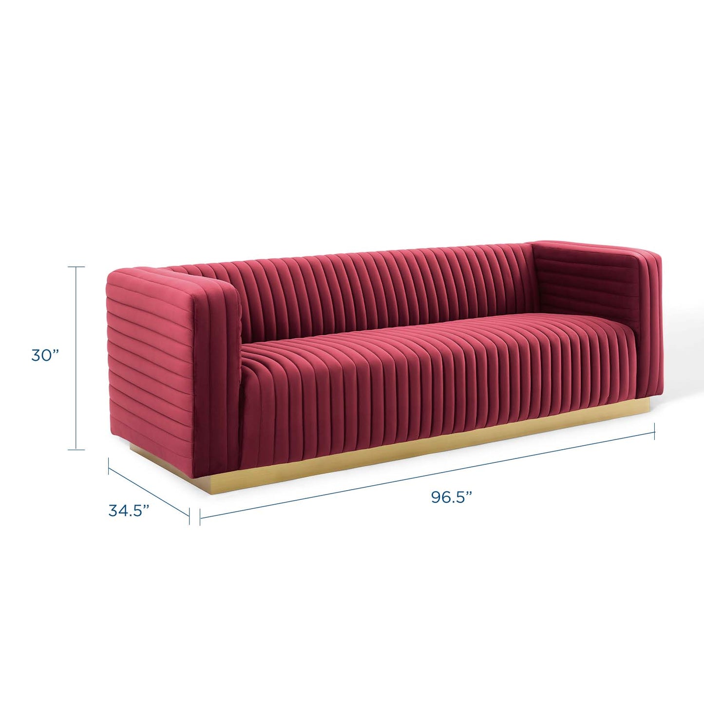 Charisma Channel Tufted Performance Velvet Living Room Sofa