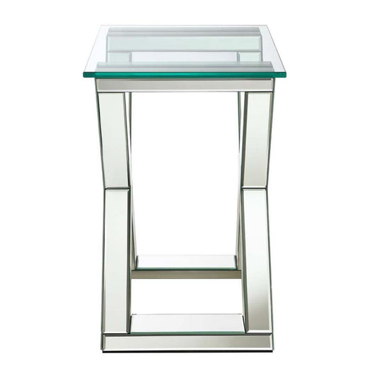 Bonnie X-base Rectangle Glass Top End Table Mirror