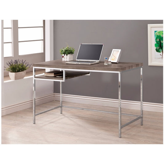 Kravitz Rectangular Writing Desk Weathered Grey and Chrome