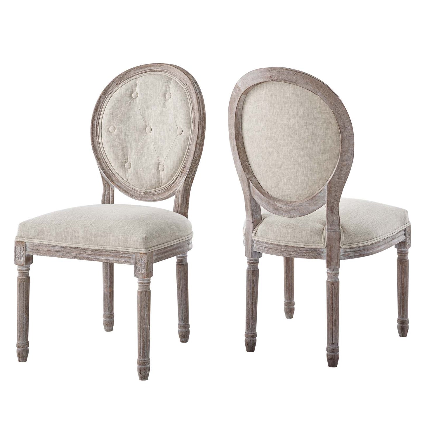 Arise Vintage French Upholstered Fabric Dining Side Chair Set of 2