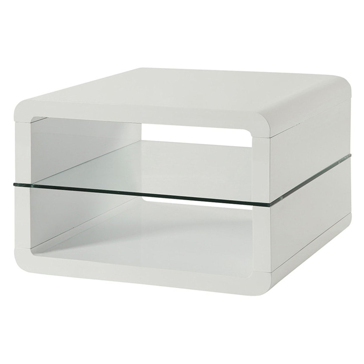 Square 2-shelf End Table Glossy White