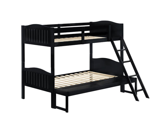 Littleton Twin/Full Bunk Bed with Ladder Black