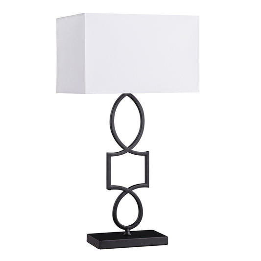 Rectangular Shade Table Lamp White and Black