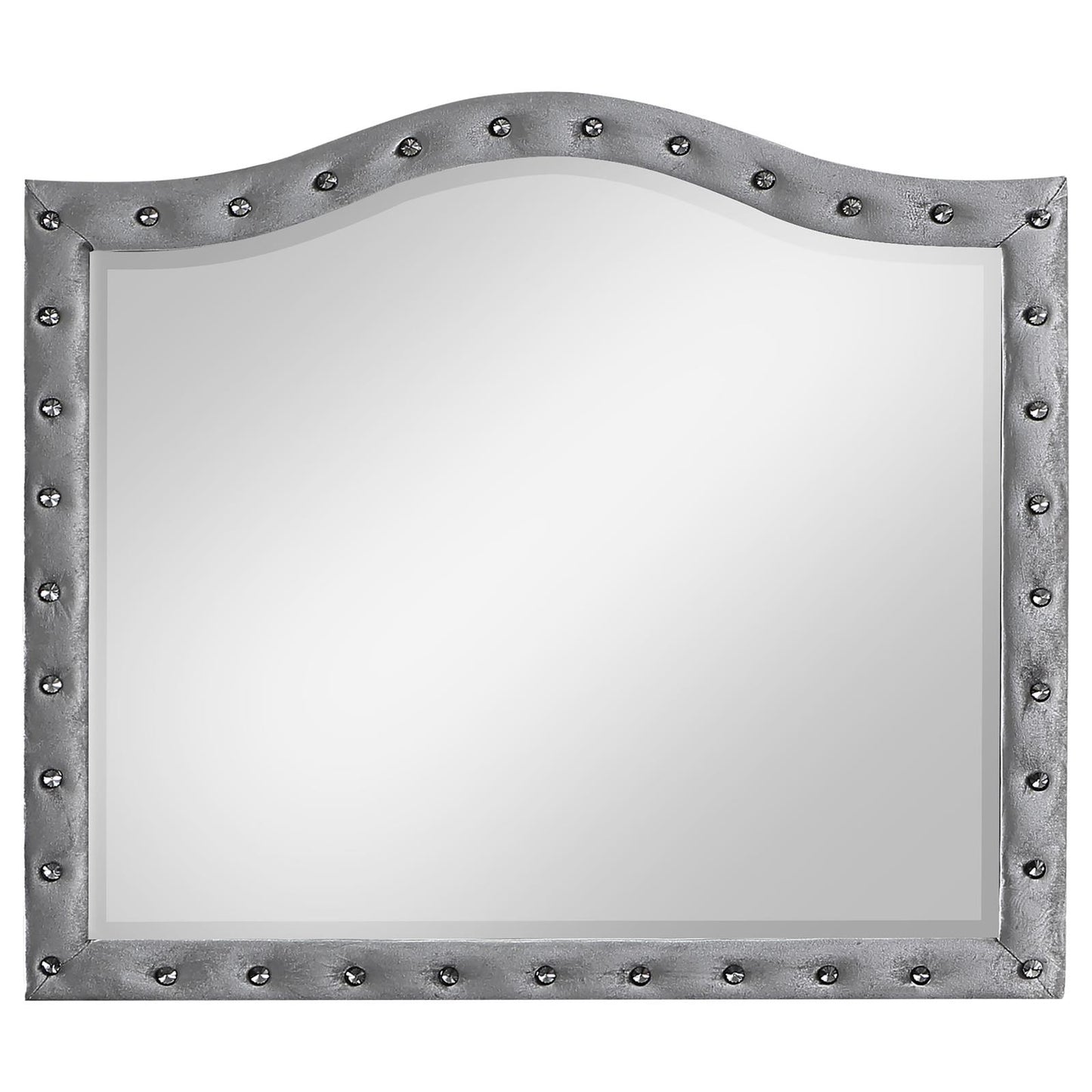 Deanna Button Tufted Mirror Grey