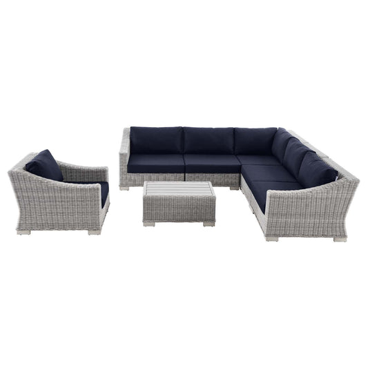 Conway Outdoor Patio Wicker Rattan 7-Piece Sectional Sofa Furniture Set
