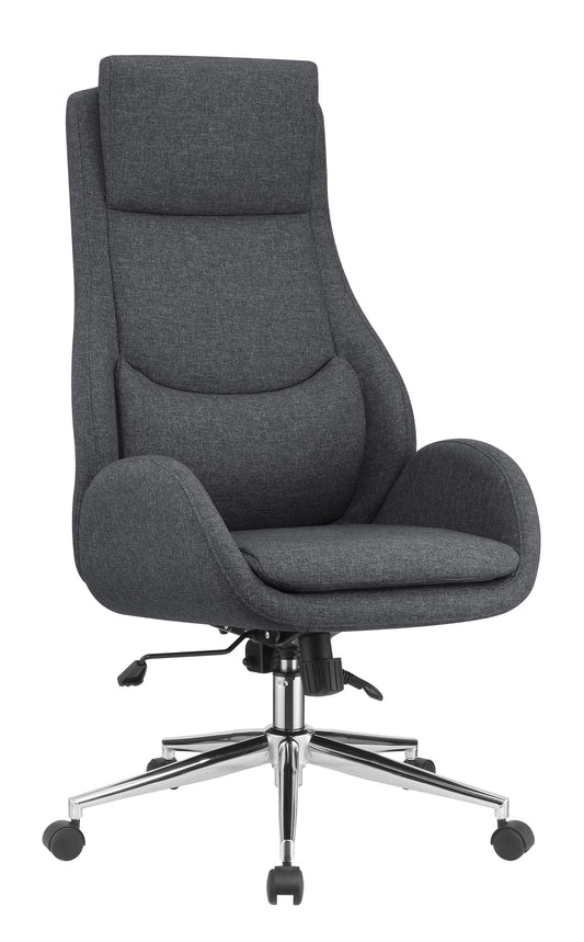 Upholstered Office Chair with Padded Seat Grey and Chrome