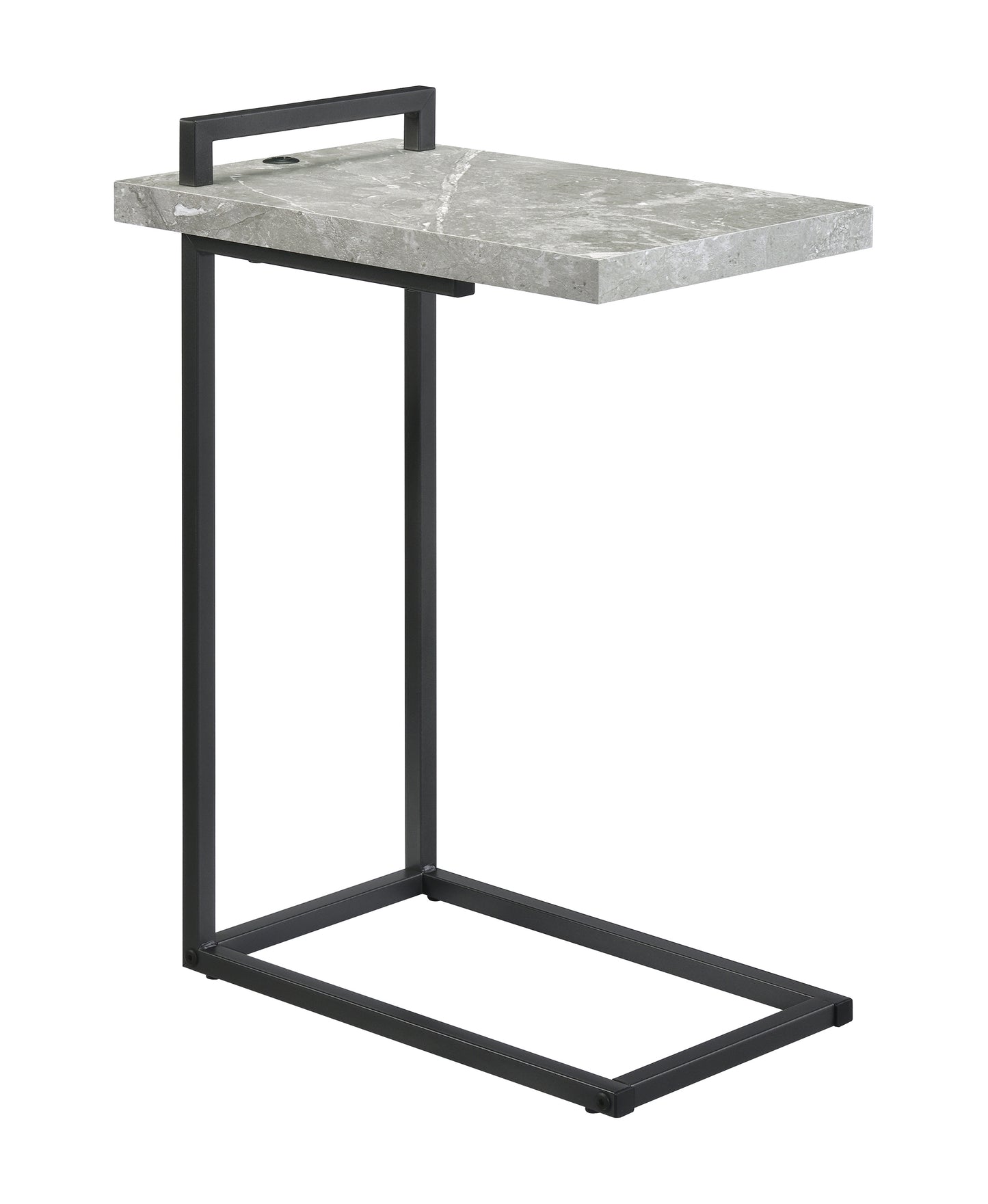 C-shaped Accent Table Cement and Gunmetal