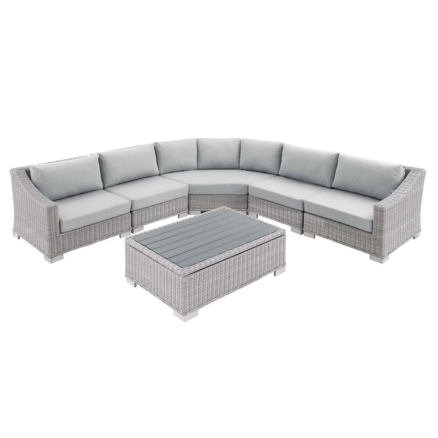 Conway Sunbrella® Outdoor Patio Wicker Rattan 6-Piece Sectional Sofa Set