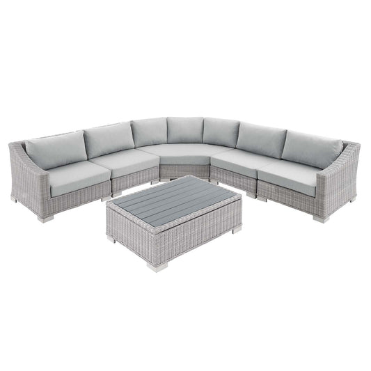 Conway Sunbrella® Outdoor Patio Wicker Rattan 6-Piece Sectional Sofa Set
