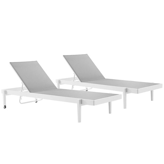 Charleston Outdoor Patio Aluminum Chaise Lounge Chair Set of 2